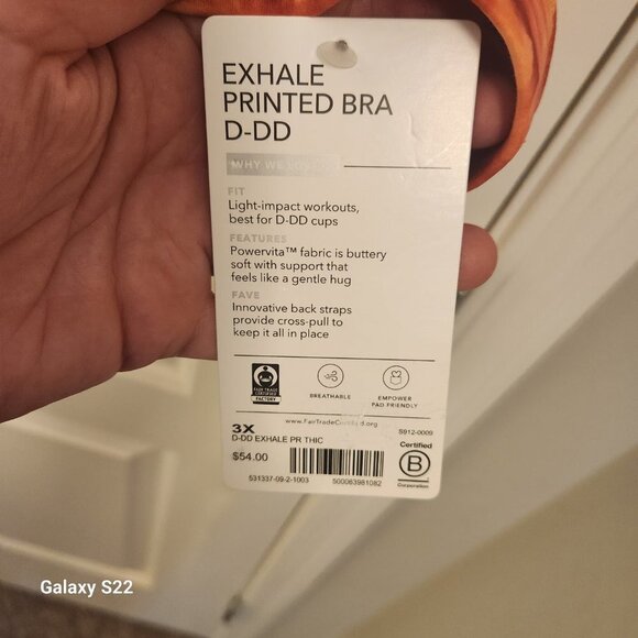 Athleta Exhale Printed Bra NWT. Size 3X/D-DD - Picture 4 of 9